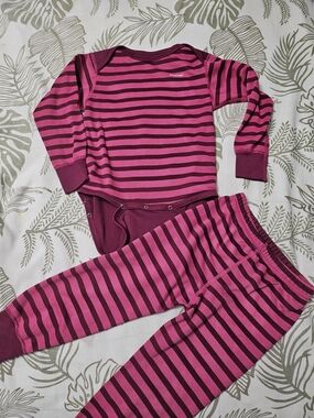 Patagonia Kids Long-Sleeve Stripe Pajama Set - Pink/Burgundy